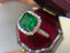 14K GOLD 2.55 CT VIVID GREEN NATURAL EMERALD & DIAMOND RING