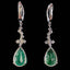 14K GOLD 6.92 CTW VIVID GREEN NATURAL EMERALD & DIAMOND EARRINGS