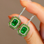 14K GOLD 2.1 CT VIVID GREEN NATURAL EMERALD & DIAMOND EARRINGS