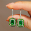 14K GOLD 2.1 CT VIVID GREEN NATURAL EMERALD & DIAMOND EARRINGS