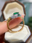 14K GOLD 0.30 CT NATURAL EMERALD & DIAMOND & ART DECO RING