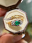 14K GOLD 0.30 CT NATURAL EMERALD & DIAMOND & ART DECO RING