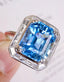 14K WHITE GOLD 4.30 CTW NATURAL AQUAMARINE & DIAMOND RING