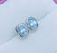 14K WHITE GOLD 1.25 CT NATURAL AQUAMARINE & DIAMOND EARRINGS