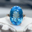 14K GOLD 10.40 CT NATURAL TOPAZ & DIAMOND RING