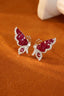 14K GOLD 2.26 CTW VIVID RED NATURAL RUBY & DIAMOND & BUTTERFLY EARRINGS