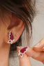 14K GOLD 2.26 CTW VIVID RED NATURAL RUBY & DIAMOND & BUTTERFLY EARRINGS