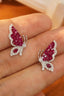 14K GOLD 2.26 CTW VIVID RED NATURAL RUBY & DIAMOND & BUTTERFLY EARRINGS