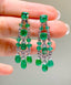 14K GOLD 13.80 CT NATURAL EMERALD & DIAMOND EARRINGS