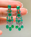 14K GOLD 13.80 CT NATURAL EMERALD & DIAMOND EARRINGS