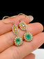 14K GOLD 1.2 CT NATURAL EMERALD & PEARL EARRINGS