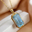 14K GOLD 12.75 CT NATURAL AQUAMARINE & DIAMOND PENDANT( WITHOUT CHAIN )