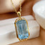 14K GOLD 12.75 CT NATURAL AQUAMARINE & DIAMOND PENDANT( WITHOUT CHAIN )