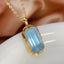 14K GOLD 12.75 CT NATURAL AQUAMARINE & DIAMOND PENDANT( WITHOUT CHAIN )