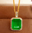 14K GOLD 3.15 CTW NATURAL EMERALD & DIAMOND PENDANT( WITHOUT CHAIN )