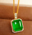 14K GOLD 3.15 CTW NATURAL EMERALD & DIAMOND PENDANT( WITHOUT CHAIN )