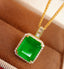 14K GOLD 3.15 CTW NATURAL EMERALD & DIAMOND PENDANT( WITHOUT CHAIN )
