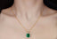 14K GOLD 3.15 CTW NATURAL EMERALD & DIAMOND PENDANT( WITHOUT CHAIN )