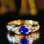 14K GOLD 0.9 CT NATURAL SAPPHIRE & DIAMOND RING