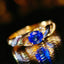 14K GOLD 0.9 CT NATURAL SAPPHIRE & DIAMOND RING