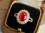 14K GOLD 4.06 CTW VIVID RED NATURAL RUBY & DIAMOND RING
