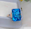 14K GOLD 21.80 CT NATURAL TOPAZ & DIAMOND & SAPPHIRE RING