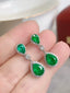 14K GOLD 4.90 CTW NATURAL EMERALD & DIAMOND EARRINGS