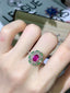 14K GOLD 1 CT NATURAL RUBY & SAPPHIRE & TSAVORITE & DIAMOND RING