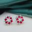 14K GOLD 1.35 CT NATURAL RUBY & SAPPHIRE EARRINGS