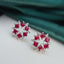 14K GOLD 1.35 CT NATURAL RUBY & SAPPHIRE EARRINGS