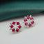 14K GOLD 1.35 CT NATURAL RUBY & SAPPHIRE EARRINGS