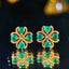 14K GOLD 0.7 CT NATURAL EMERALD & DIAMOND EARRINGS