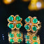 14K GOLD 0.7 CT NATURAL EMERALD & DIAMOND EARRINGS