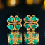 14K GOLD 0.7 CT NATURAL EMERALD & DIAMOND EARRINGS