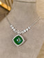 14K GOLD 13.82 CTW NATURAL EMERALD & DIAMOND NECKLACE