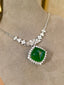 14K GOLD 13.82 CTW NATURAL EMERALD & DIAMOND NECKLACE