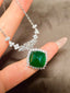14K GOLD 13.82 CTW NATURAL EMERALD & DIAMOND NECKLACE