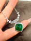 14K GOLD 13.82 CTW NATURAL EMERALD & DIAMOND NECKLACE