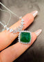 14K GOLD 13.82 CTW NATURAL EMERALD & DIAMOND NECKLACE