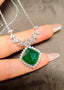 14K GOLD 13.82 CTW NATURAL EMERALD & DIAMOND NECKLACE
