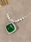 14K GOLD 13.82 CTW NATURAL EMERALD & DIAMOND NECKLACE