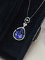 14K GOLD 3.8 CT NATURAL TANZANITE & DIAMOND & SAPPHIRE PENDANT( WITHOUT CHAIN )