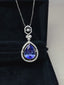 14K GOLD 3.8 CT NATURAL TANZANITE & DIAMOND & SAPPHIRE PENDANT( WITHOUT CHAIN )