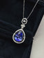 14K GOLD 3.8 CT NATURAL TANZANITE & DIAMOND & SAPPHIRE PENDANT( WITHOUT CHAIN )