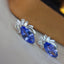 14K GOLD 2.24 CT NATURAL TANZANITE & SAPPHIRE EARRINGS