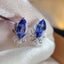 14K GOLD 2.24 CT NATURAL TANZANITE & SAPPHIRE EARRINGS