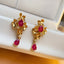 14K GOLD 1.3 CT NATURAL RUBY & DIAMOND EARRINGS