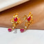14K GOLD 1.3 CT NATURAL RUBY & DIAMOND EARRINGS