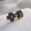 14K GOLD 2 CT NATURAL SAPPHIRE & DIAMOND EARRINGS