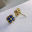 14K GOLD 2 CT NATURAL SAPPHIRE & DIAMOND EARRINGS